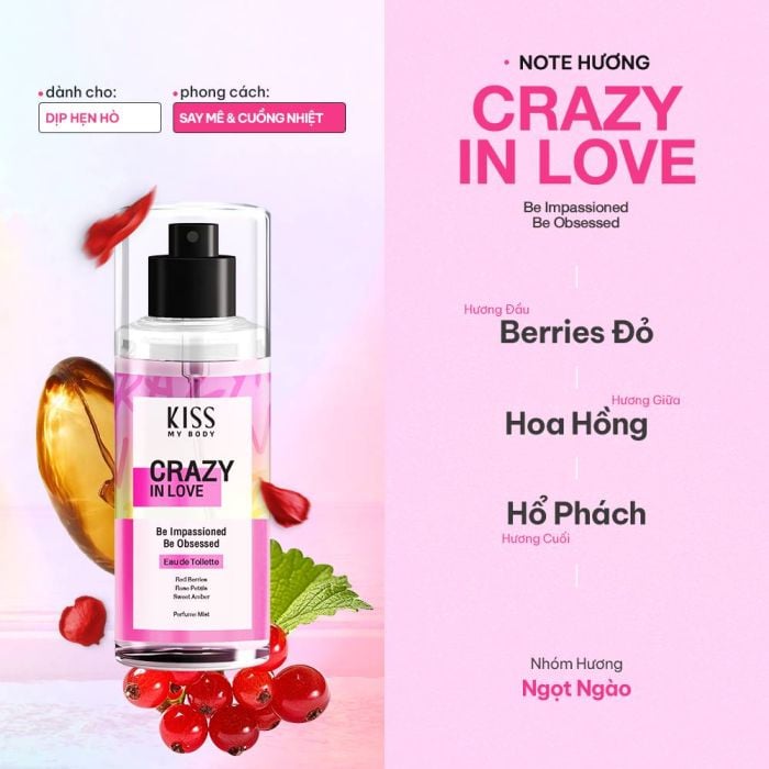 Xịt Thơm Toàn Thân Kiss My Body Crazy In Love 88ml - Ảnh 3