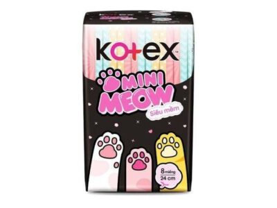 Băng Vệ Sinh Kotex Siêu Mềm Cánh 24Cm Mini Meow 8 Miếng