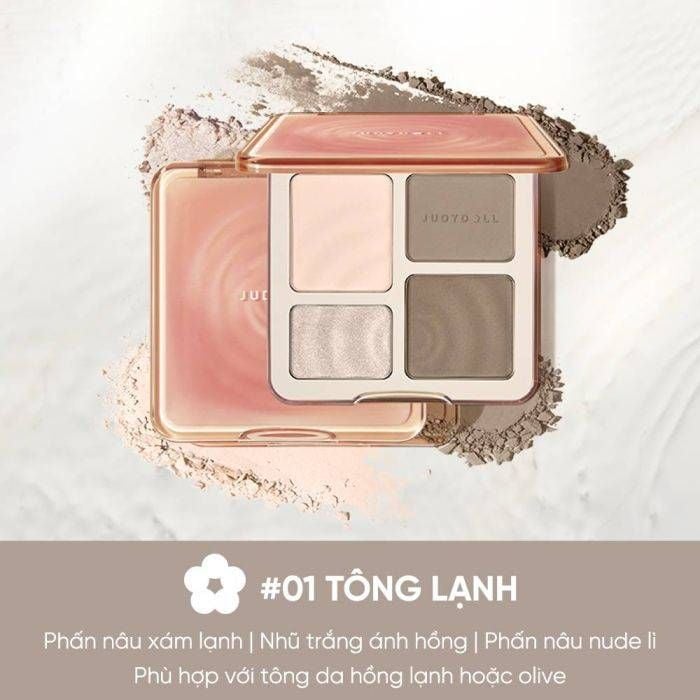 Bảng Highlight Và Tạo Khối Judydoll 4 Màu - 01 Tông Lạnh 9g - Ảnh 2
