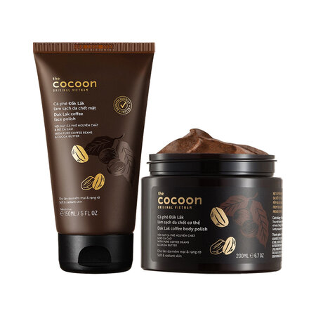 Combo Cocoon Tẩy Da Chết Cho Mặt 150ml + Toàn Thân 200ml Từ Cà Phê Đắk Lắk